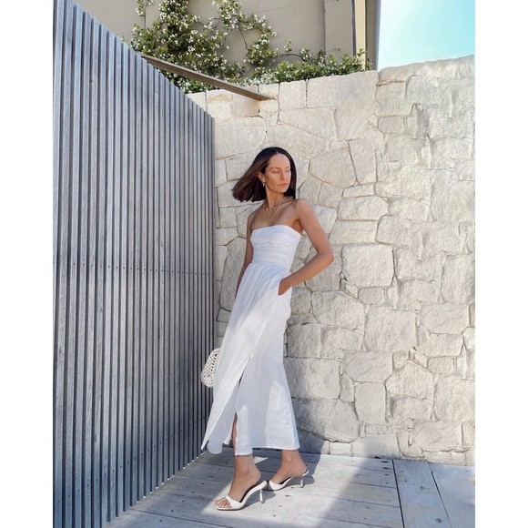 DISSH NEW Lexi White Linen Midi Dress Size US 12 AU 16 - Picture 10 of 16